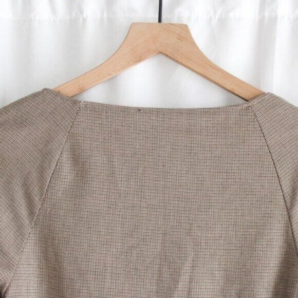 NWOT Zara Blogger Favorite Square Neck Houndstooth Long Sleeve Mini Dress Medium - Picture 7 of 9